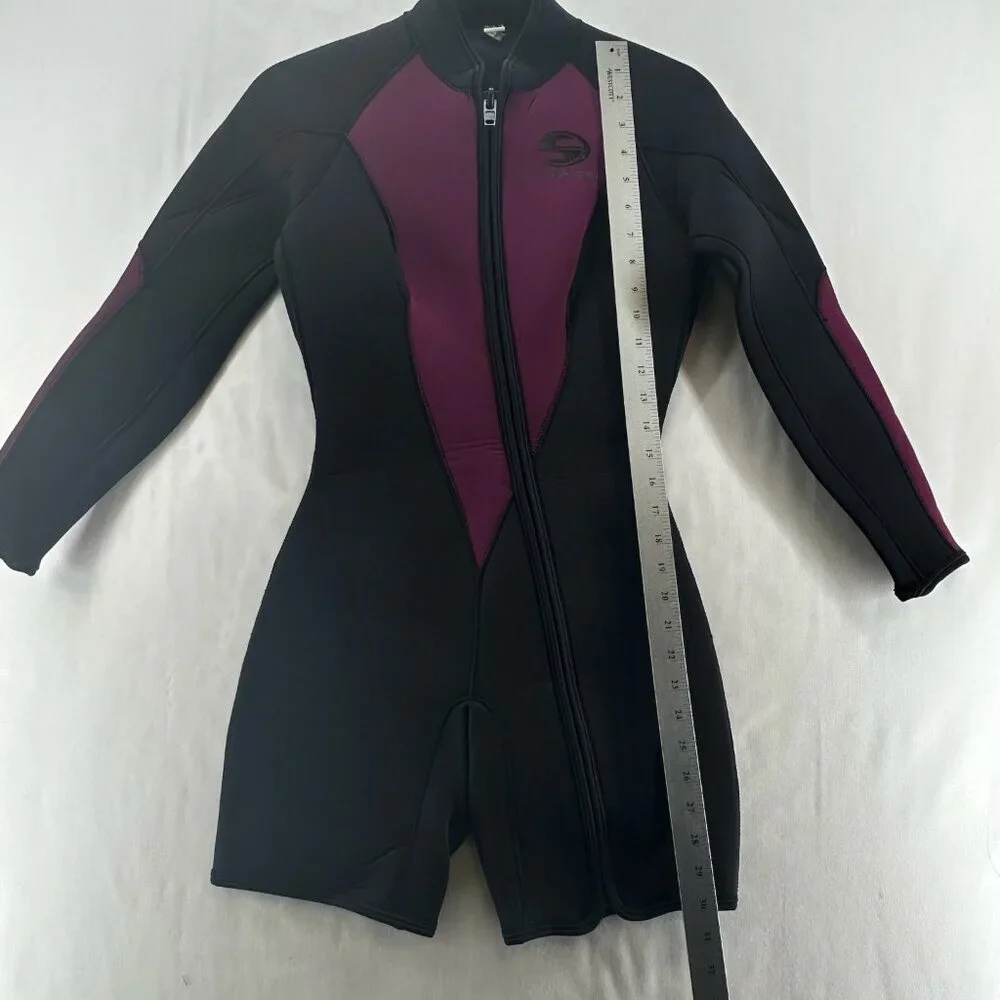 DEEP SEE Wetsuit Womens Size 5-6 Shortie Spring Suit Scuba Diving Black Purple - Picture 14 of 14